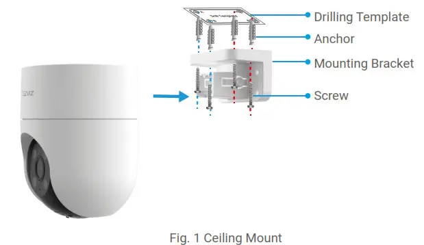 EZVIZ H8c Pan and Tilt Wi-Fi Camera - Ceiling Mount