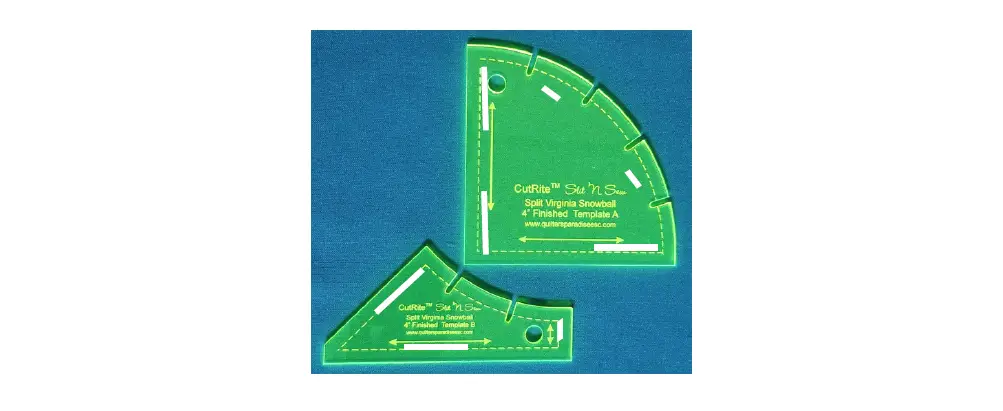 Quilter S Paradise Split Virginia Snowball 4 Inch Finished Template Set Instructions