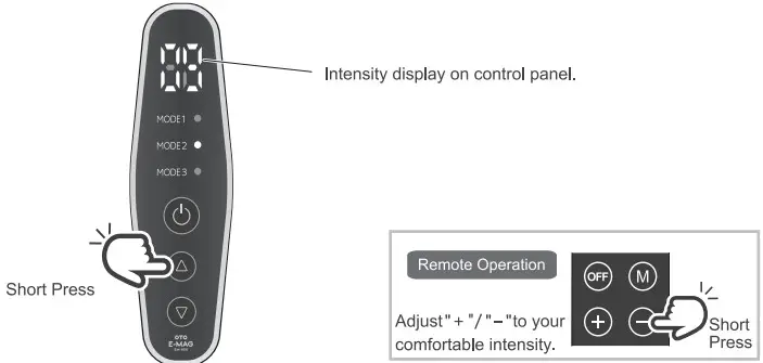 OTO EM 850 Wireless E Mag Device - Intensity selection