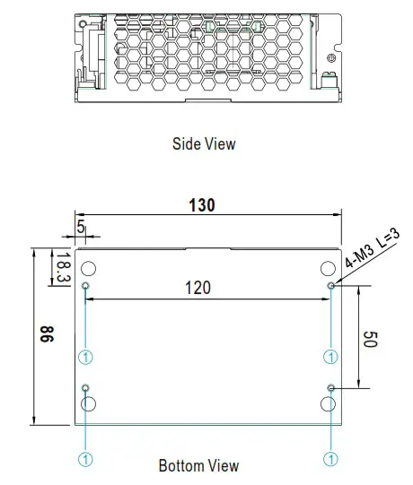 MEAN WELL RPS 500 Series 500W Reliable Green Medical Power Supply - Mechanical Specification 4