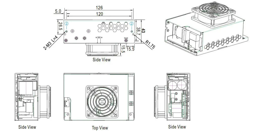 MEAN WELL RPS 500 Series 500W Reliable Green Medical Power Supply - Mechanical Specification 5