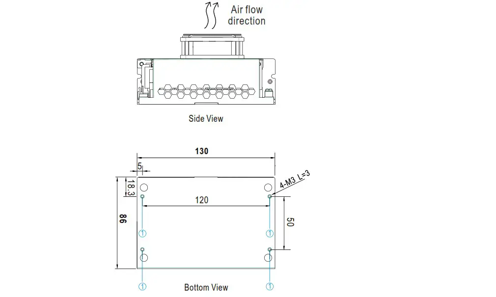 MEAN WELL RPS 500 Series 500W Reliable Green Medical Power Supply - Mechanical Specification 6