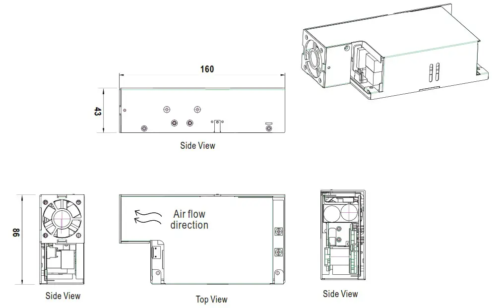 MEAN WELL RPS 500 Series 500W Reliable Green Medical Power Supply - Mechanical Specification 7