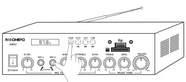 NEOHIPO AM02 300W Bluetooth AV Power Amplifier User Manual - FM Mode