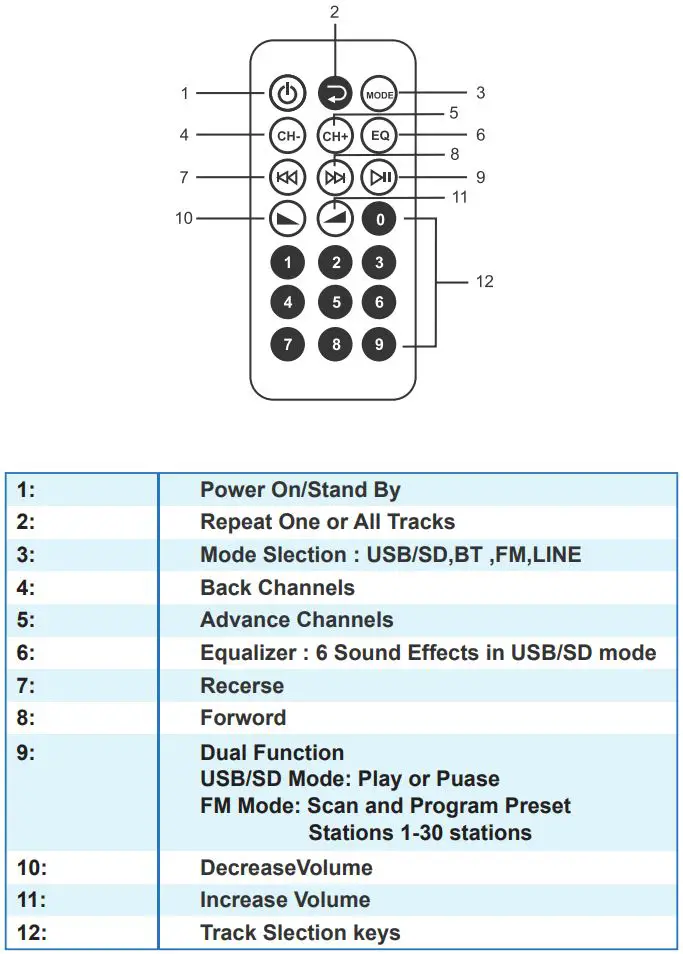 NEOHIPO AM02 300W Bluetooth AV Power Amplifier User Manual - Remote Control