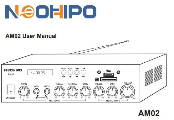 NEOHIPO AM02 300W Bluetooth AV Power Amplifier User Manual