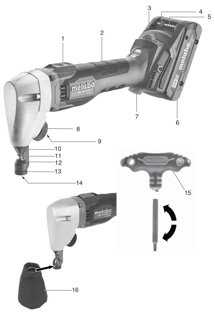 metabo NIV 18 LTX BL 1.6 Cordless Nibbler - parts 1