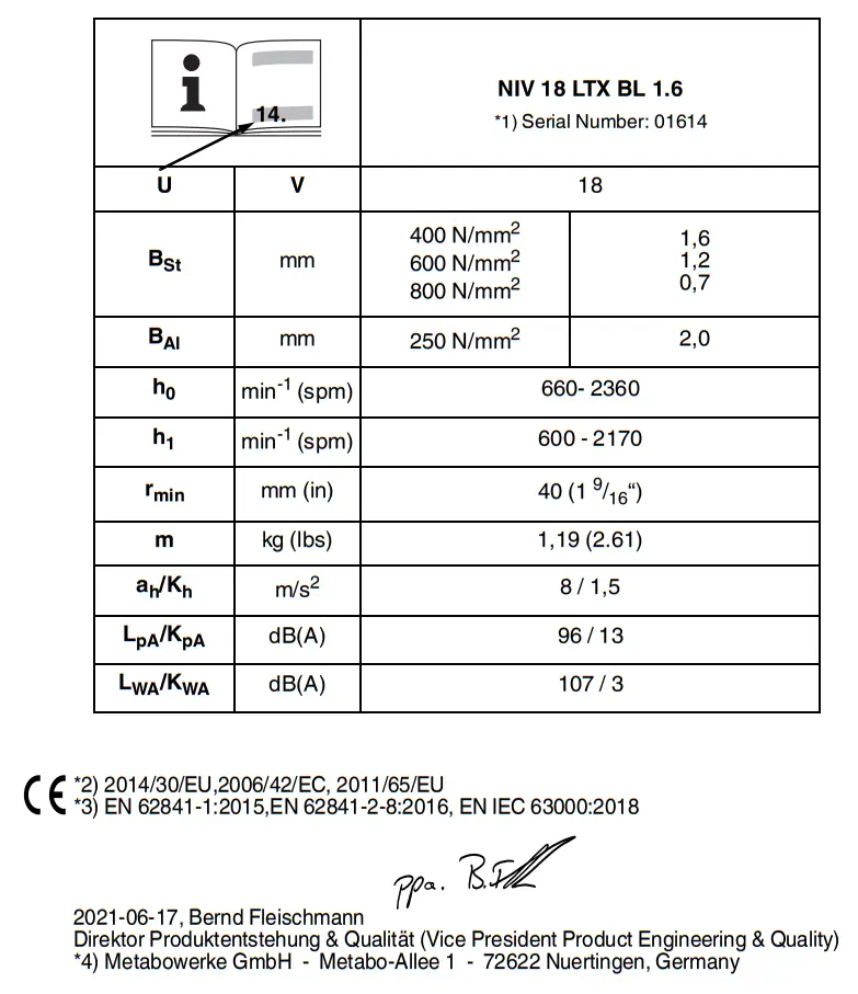 metabo NIV 18 LTX BL 1.6 Cordless Nibbler - parts 2
