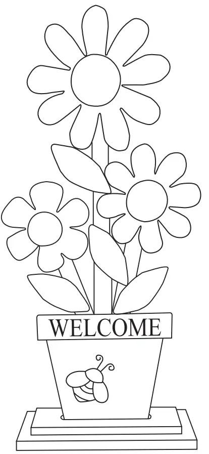 glitzhome 2022900050 Wooden Trio Flowers Welcome Porch Decor