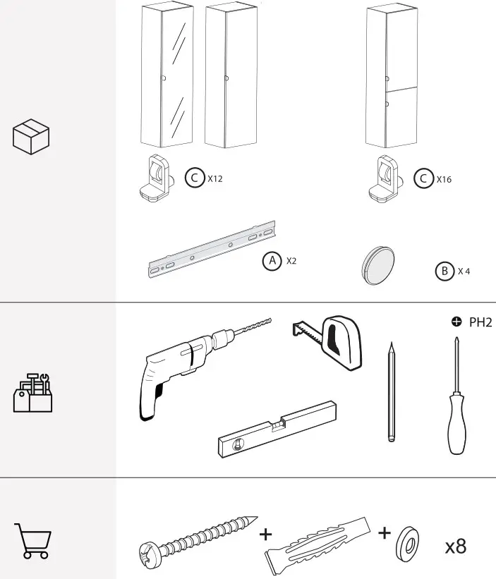 SENSEA NEOLINE 35 Bathroom Cabinet - Equipment