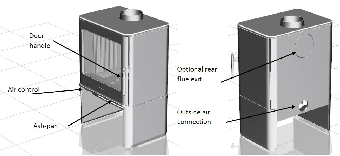 hergom E-40 Freestanding Wood Fireplace 1
