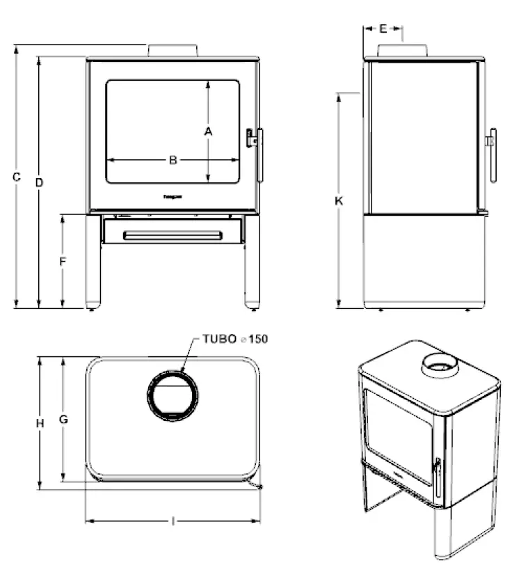 hergom E-40 Freestanding Wood Fireplace 2