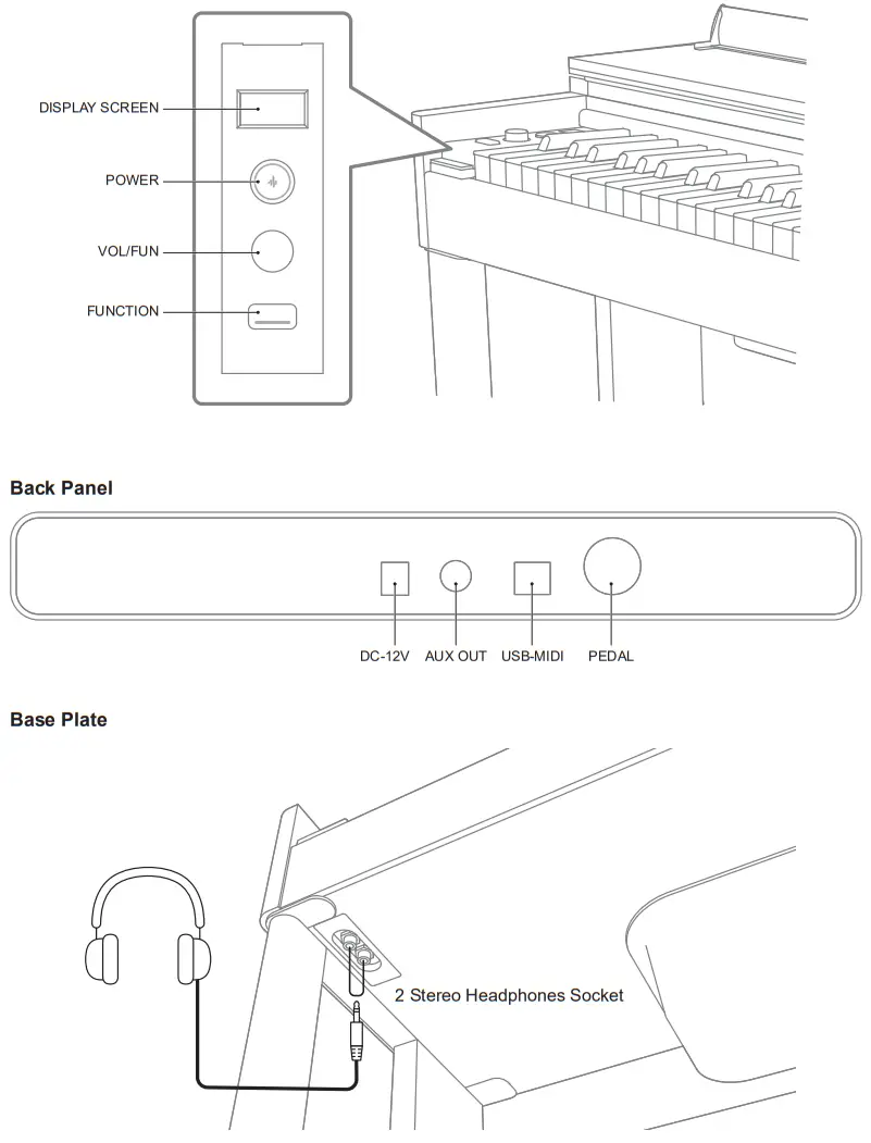 DONNER DDP 200 88 Keys Digital Piano - Control Panel