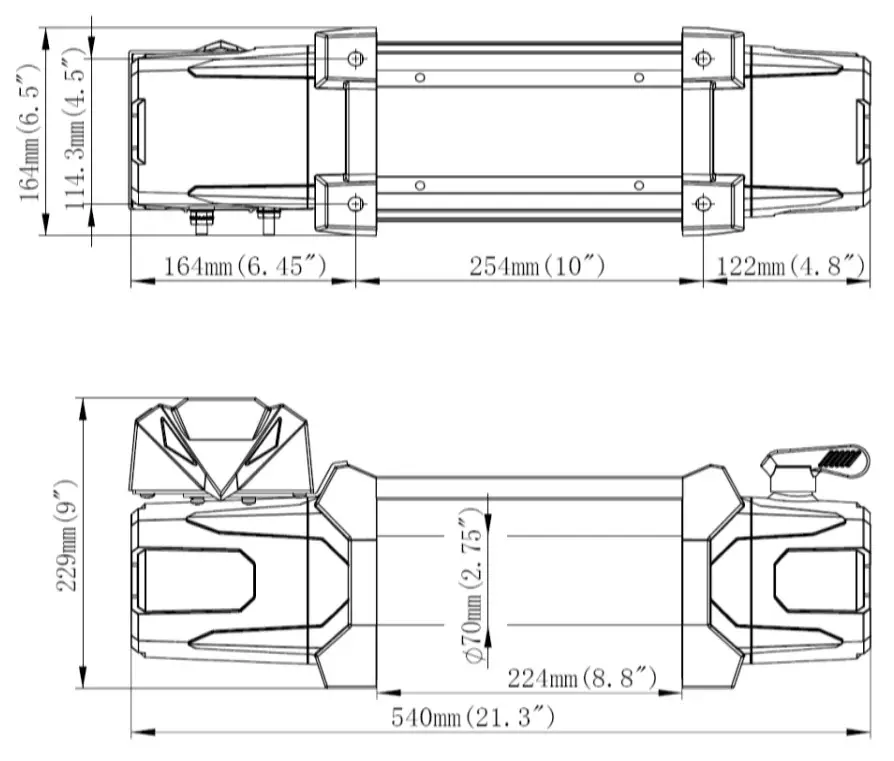 Uriah Products 12000lb Lbs 12V DC Electric Winch - hardware described