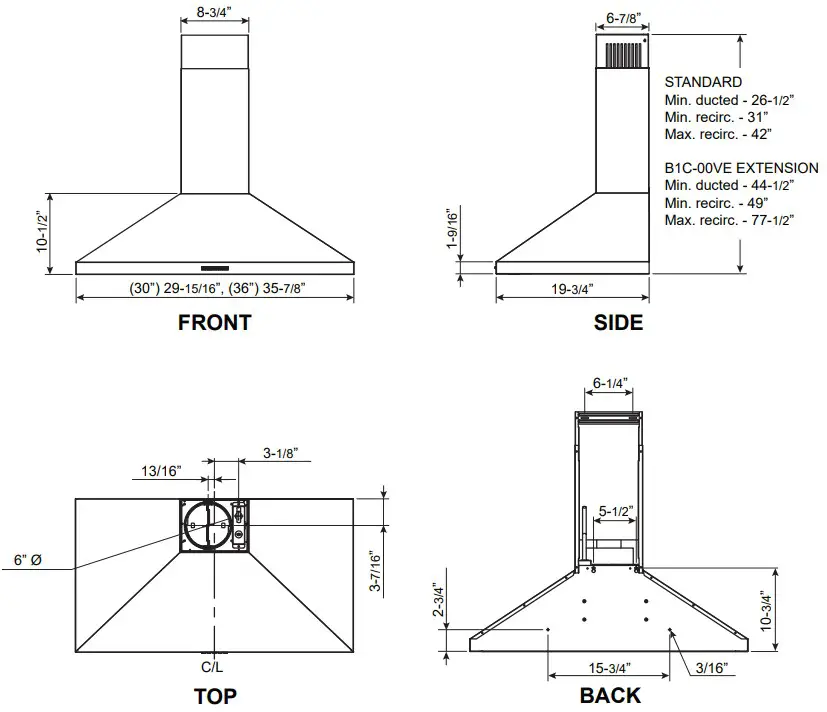 Albert Lee RH01030AS Custom Hood Series Pyramid Wall Hood - fig 4