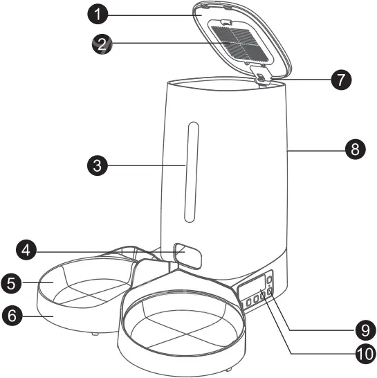 Eugad 4L Automatic Cat Food Dispenser - Overview 1