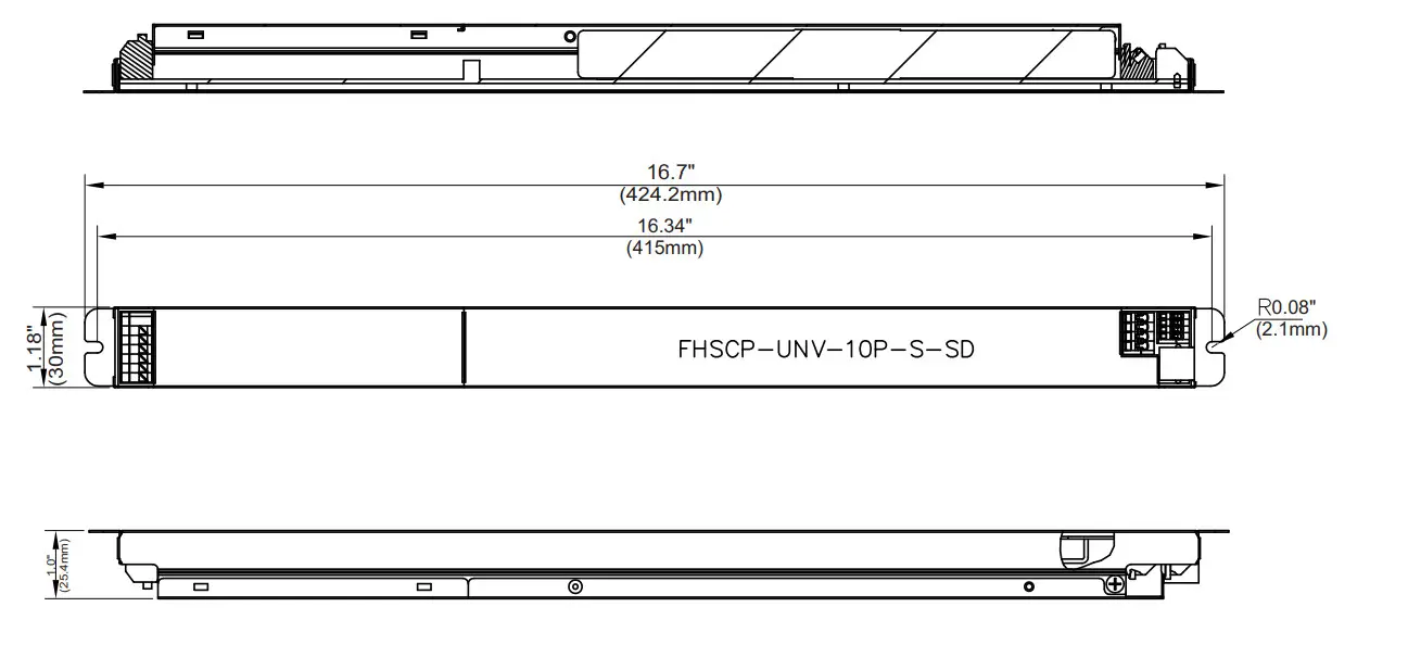 FULHAM FHSCP-UNV-10P-S-SD Programmable Emergency LED Driver - Mechanical