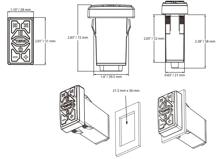 DS18 BKS-BT Waterproof Rated Rocker Switch Receiver Remote Control - mount