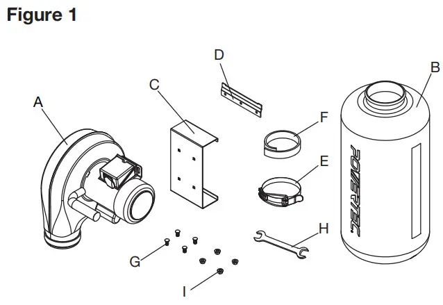 POWERTEC DC5371 Wall Mount Dust Collector - Figure 1