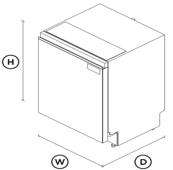 FISHER PAYKEL DW24UNT2X2 Built-In Dishwasher Tall Sanitize - DIMENSIONS