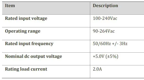 Franklin FX10 JEXtream AX1800 WiFi 6 Mesh Extender User Manual - USB Type C Power Adapter Specifications