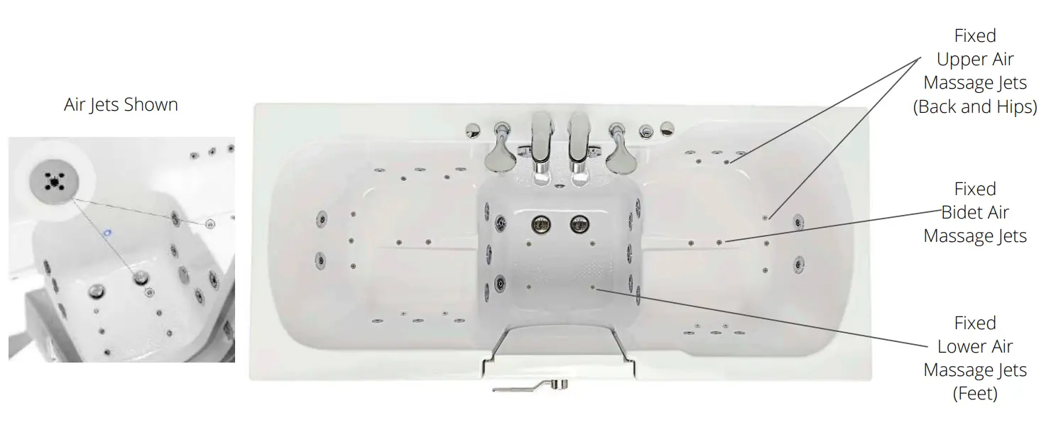 ella ACRYLIC Walk In Bathtubs - Air Jets Shown