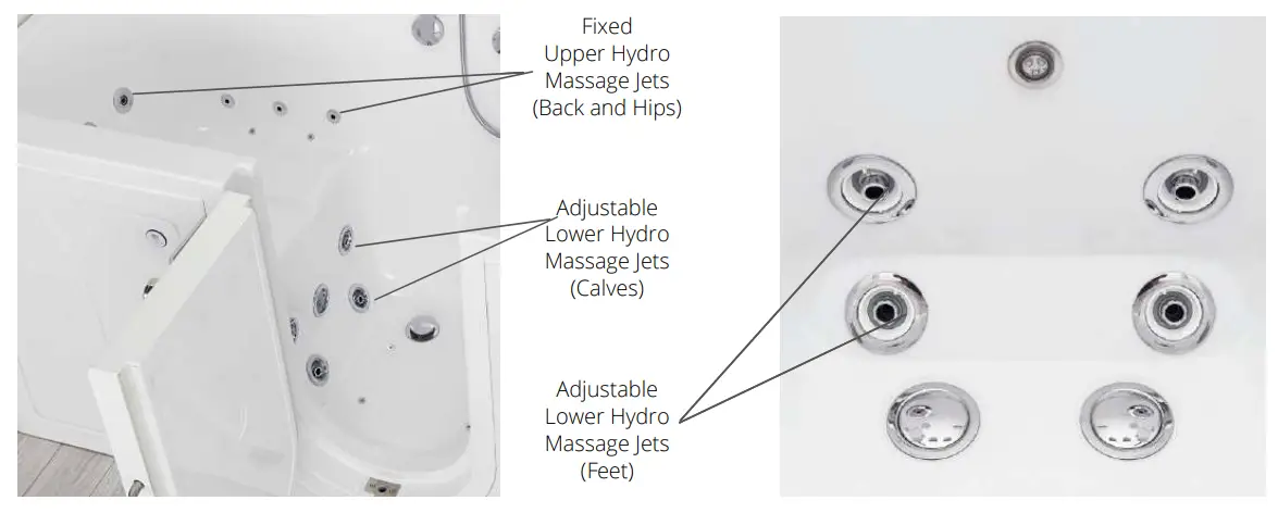 ella ACRYLIC Walk In Bathtubs - Feet