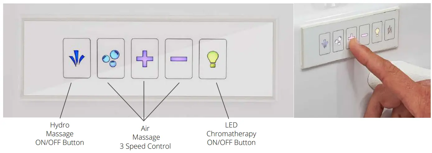 ella ACRYLIC Walk In Bathtubs - Push Controls2
