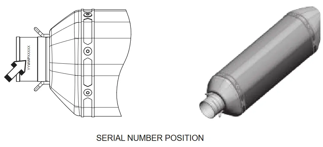 AKRAPOVIC E-K10E2 Exhaust System Optional Header - SERIAL NUMBER POSITION