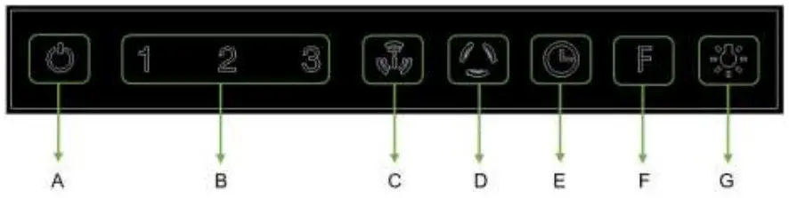smeg KLT9L4X 90cm Ceiling Hood - control panel 2