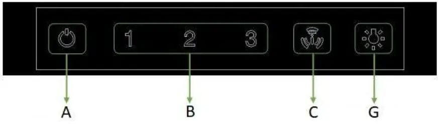 smeg KLT9L4X 90cm Ceiling Hood - control panel