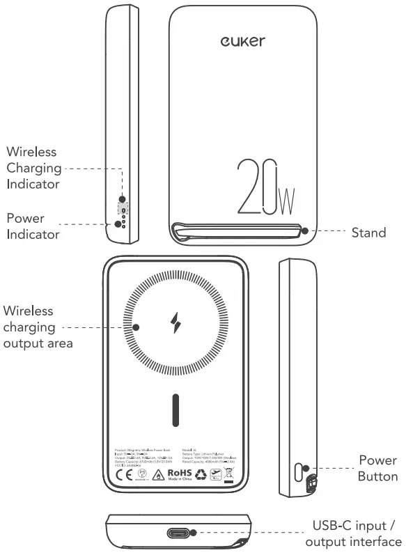 euker PB2 Magnetic Wireless Power Bank - FIGURE 1