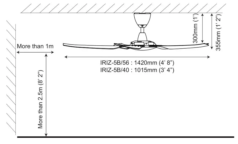 Vannus IRIZ-5B 56 Ceiling Fan - Technical Specifications