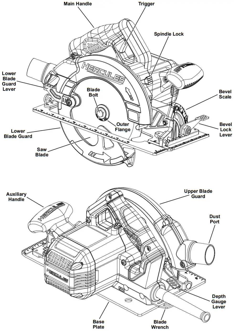 HERCULES HE72 714 Corded Circular Saw - Functions