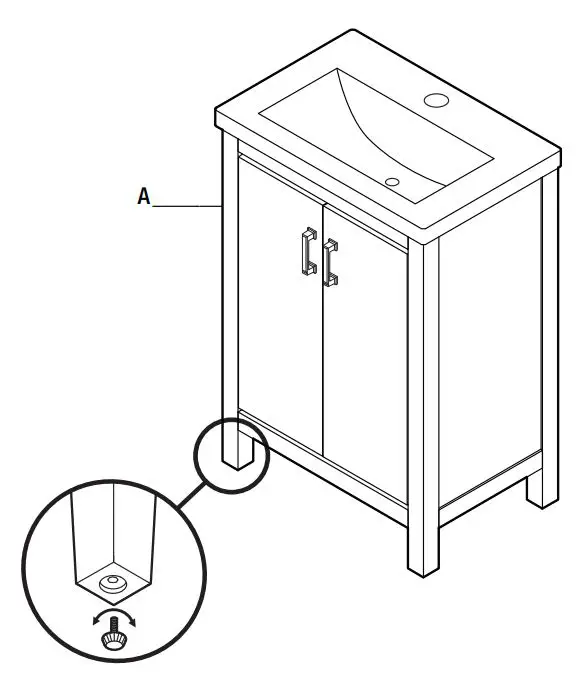 Home Decorators Collection BG Series Bailey 24 in. Bath Vanity User Guide - Adjusting the leg levelers