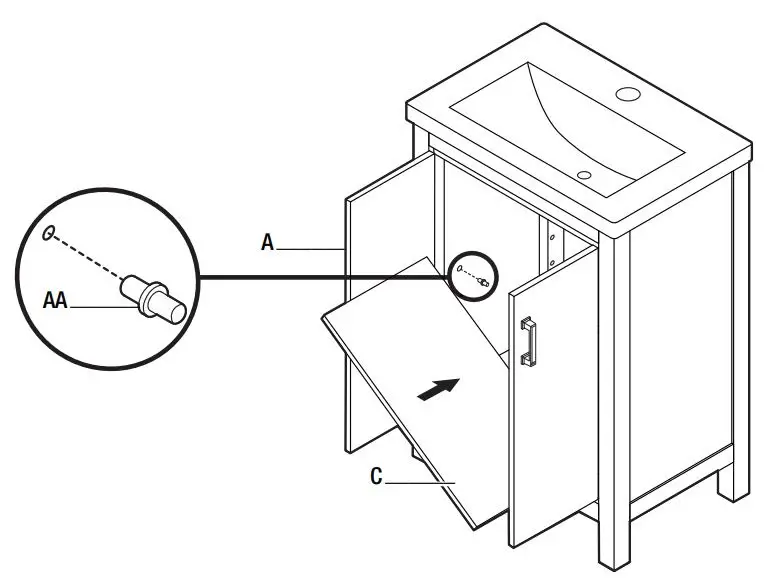 Home Decorators Collection BG Series Bailey 24 in. Bath Vanity User Guide - Installing the shelf