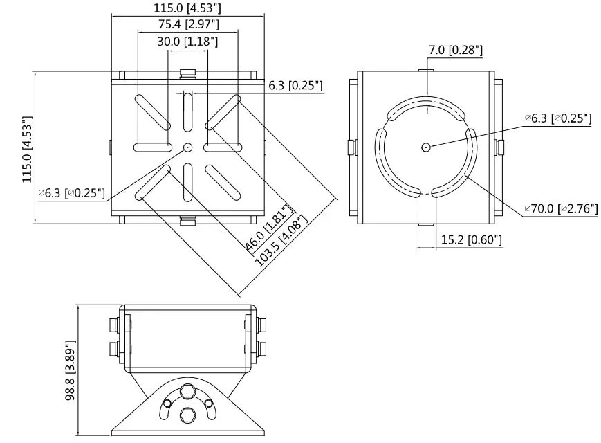 dahua DH-PFA162 Camera Mount Universal Joint - Dimensions