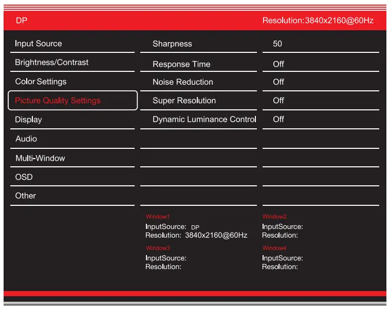 GVISION C55BI-AC-4000 4K UHD Security CCTV Monitor - Picture Quality Settings