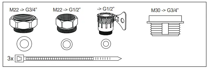sygonix 2623641 3000W Compact Instant Water Heater - adapter