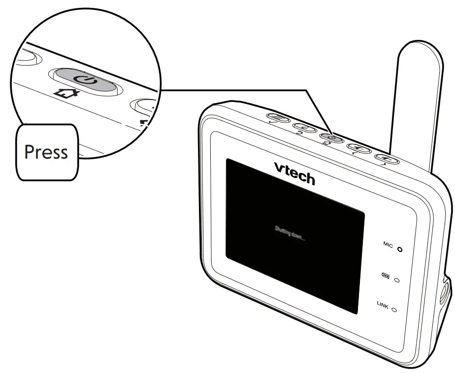 Turn on/off the parent unit screen