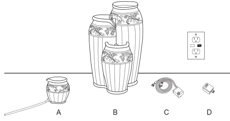 glitzhome Outdoor Fountain with LED Lights and Pump - ASSEMBLY
