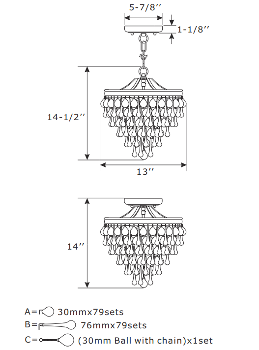 CRYSTORAMA 130-VZ-CEILING Three Light Ceiling Mount - crystals