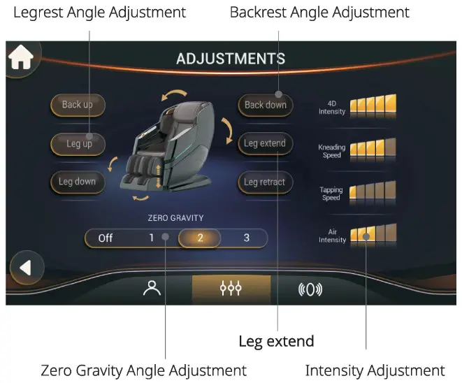 Titan 9730L TP-Epic 4D Massage Chair - ADJUSTMENTS