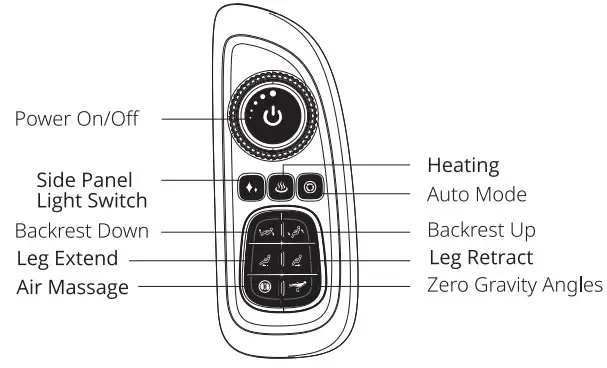 Titan 9730L TP-Epic 4D Massage Chair - CONTROL PANEL