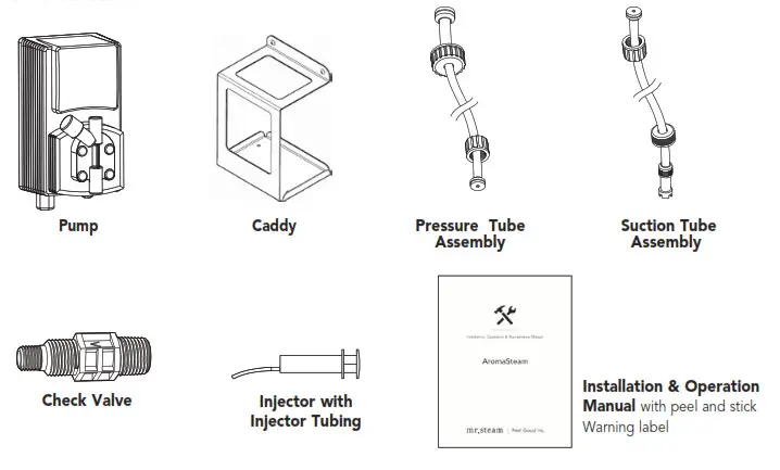 mr steam AromaSteam Fragrance Metering Pump System - Box Contents