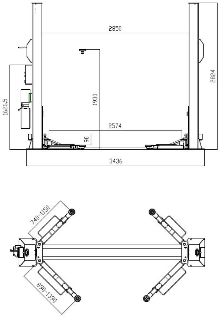 FRIEND FL 8224D Base Plate Two Post Lift User - diagram 1