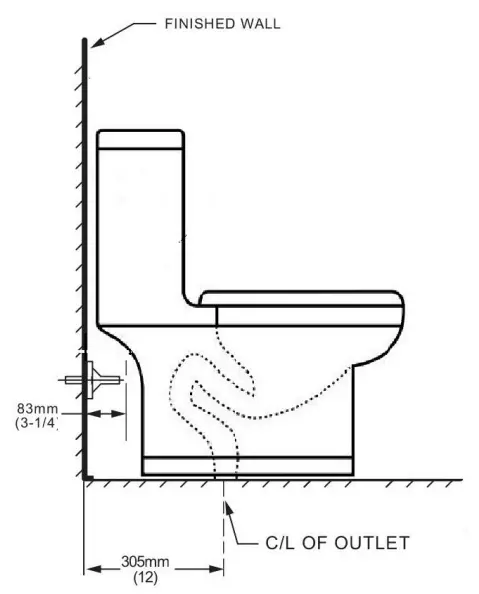 Tidoin OVS 0382Z Modern Piece Toilet - Fig