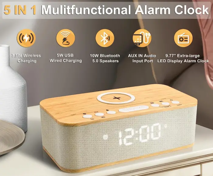 DOQUO AA6 Bluetooth Digital Alarm Clock Speaker-fig- (1)