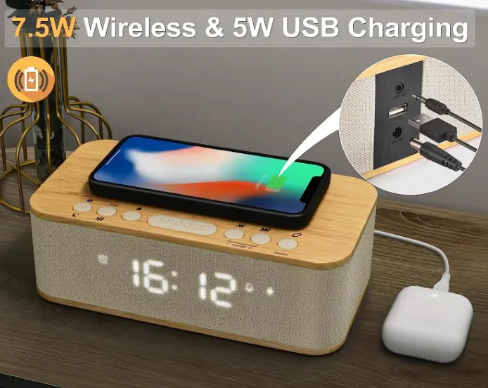 DOQUO AA6 Bluetooth Digital Alarm Clock Speaker-fig- (2)