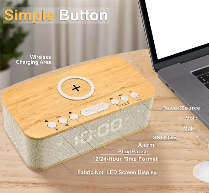 DOQUO AA6 Bluetooth Digital Alarm Clock Speaker-fig- (6)